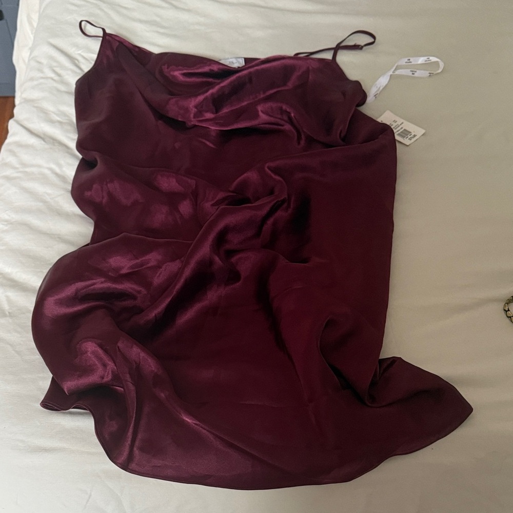 David's Bridal Burgundy Midi Dress